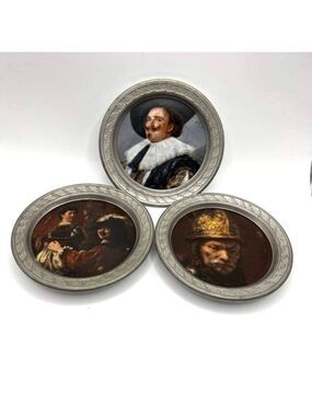 Kaiser W Germany Porcelain Pewter Rim Coasters